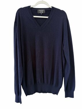 Ermenegildo Zegna Cashmere Navy V-Neck  Sweater